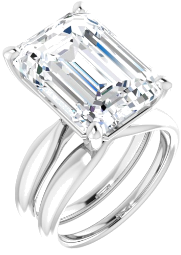 Sužadėtuvių Žiedas 14k white gold Emerald 15mm x 11mm (6)