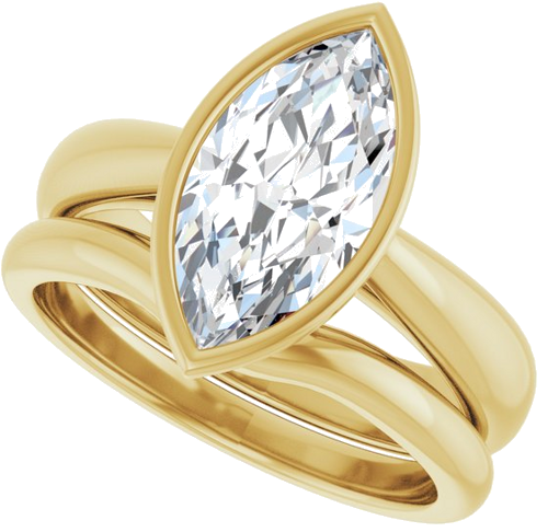 Sužadėtuvių Žiedas „Bezel-Set Solitaire“ 14k yellow gold Marquise 13mm x 6.5mm (10)