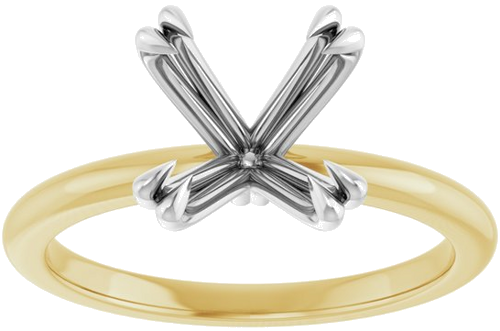 Sužadėtuvių Žiedas „Double Claw-Prong“ 14k yellow/white gold Square 7mm (3)