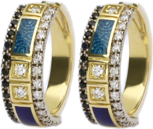 Earrings with diamonds and lab-grown sapphires (1)