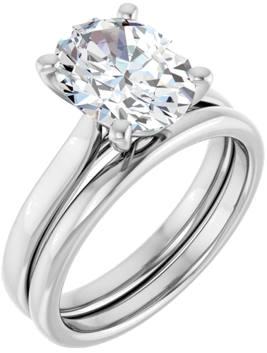 Sužadėtuvių Žiedas 18k white gold Oval 10mm x 8mm (6)