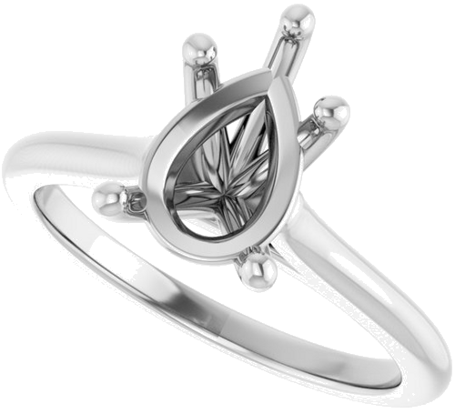 14K White 10x7 mm Pear Solitaire Engagement Ring Mounting (5)
