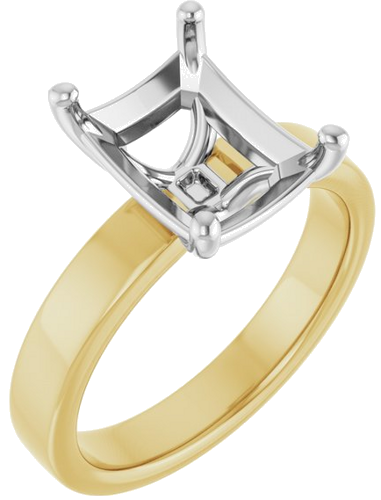 Sužadėtuvių Žiedas „Solitaire“ 14k yellow/white gold Emerald 10mm x 8mm (1)