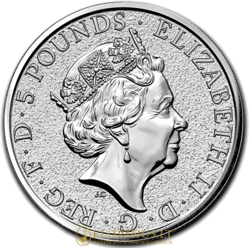 2017 Грифон, Кралски зверове, Великобритания, сребърна монета от 2 унции (3)