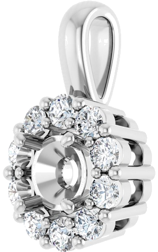 Pakabukas „Halo-Style“ 585 Baltojo Aukso Round 4.4mm (2)