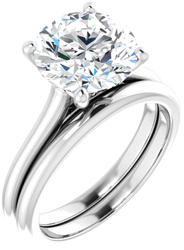 Sužadėtuvių Žiedas „Accented“ 14k white gold Round 9.4mm (6)