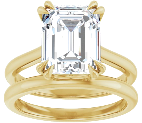Sužadėtuvių Žiedas „Double Claw-Prong“ 10k yellow gold Emerald 10mm x 8mm (8)