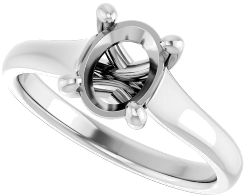 Sužadėtuvių Žiedas „Solitaire“ 585 Baltojo Aukso Oval 8mm x 6mm (5)