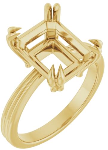 Sužadėtuvių Žiedas „Double Claw-Prong Solitaire“ 14k yellow gold Emerald 11mm x 9mm (1)