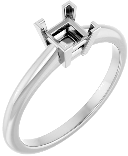 Sužadėtuvių Žiedas „V-End Prong“ 14k white gold Square 4.5mm (1)
