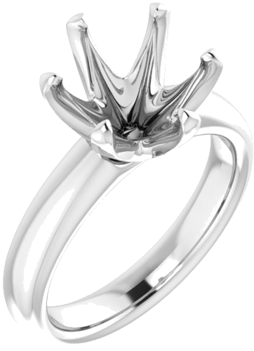 14K White 10 mm Round Engagement Ring Mounting (1)