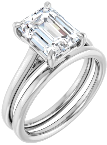 Sužadėtuvių Žiedas „Claw-Pong“ 14k white gold Emerald 9mm x 7mm (6)