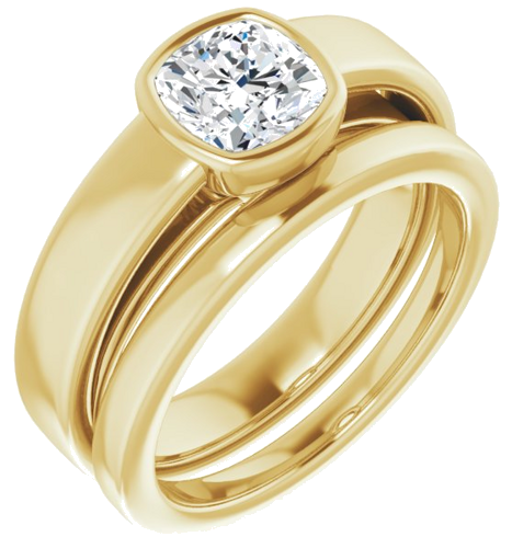 14K Yellow  6 mm Cushion Solitaire Engagement Ring Mounting (6)
