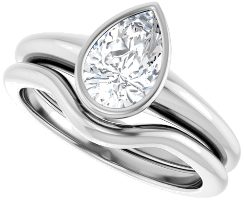 Sužadėtuvių Žiedas „Bezel-Set Solitaire“ 14k white gold Pear 8.5mm x 5.5mm (10)