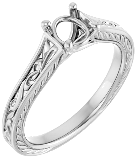 Sužadėtuvių Žiedas „Solitaire Scroll“ 14k white gold Round 5.5mm (1)