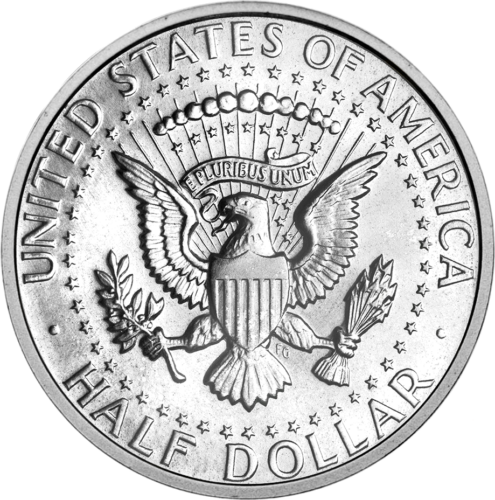 1/2 dolāra Prezidents Džons F. Kenedijs 1965–1970 ASV sudraba monēta (2)