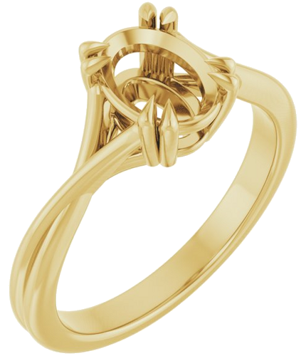 Sužadėtuvių Žiedas „Solitaire“ 585 Geltonojo Aukso Oval 8mm x 6mm (1)