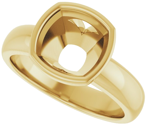 Sužadėtuvių Žiedas „Bezel-Set Solitaire“ 14k yellow gold Cushion 8mm (5)