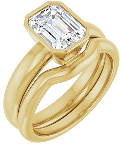 Sužadėtuvių Žiedas „Bezel-Set Solitaire“ 14k yellow gold Emerald 8mm x 6mm (6)