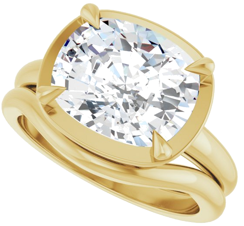 Sužadėtuvių Žiedas „Claw-Prong Solitaire Bezel-Style“ 14k yellow gold Elongated Cushion 11mm x 9mm (10)