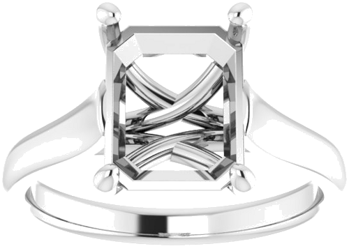 14K White 10x8 mm Emerald Solitaire Engagement Ring Mounting (3)