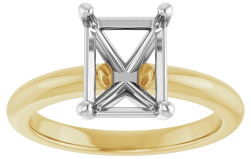 Sužadėtuvių Žiedas 14k yellow/white gold Emerald 9mm x 7mm (3)