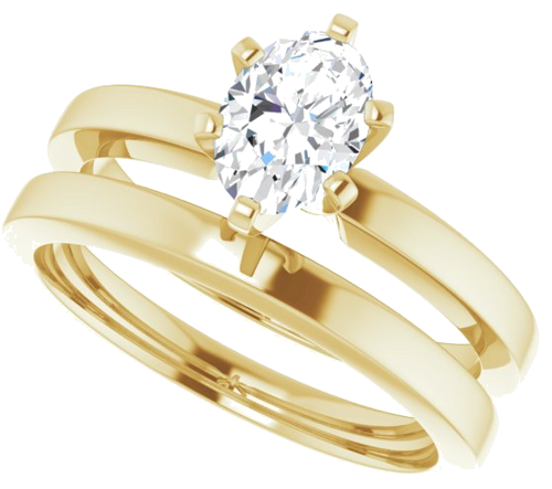 Sužadėtuvių Žiedas „Solitaire“ 14k yellow gold Oval 7mm x 5mm (10)