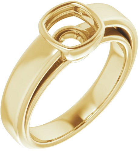 14K Yellow  6 mm Cushion Solitaire Engagement Ring Mounting (1)