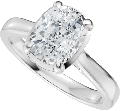 Sužadėtuvių Žiedas „Claw-Prong Solitaire Bezel-Style“ 14k white gold Elongated Cushion 8mm x 6mm (5)