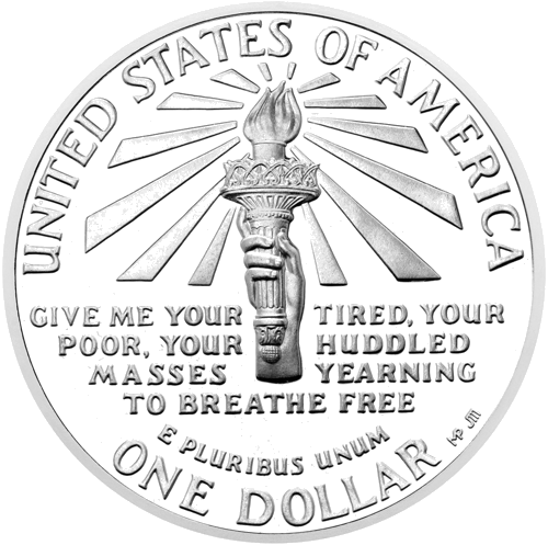 1986 Статуя на свободата САЩ 1 долар сребърна монета (2)