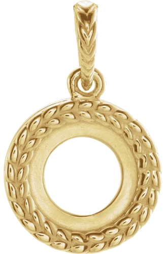 Pakabukas „Leaf Cabochon“ 585 Geltonojo Aukso Round 8mm (1)