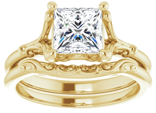 Sužadėtuvių Žiedas „Solitaire“ 585 Geltonojo Aukso Square 6mm (8)