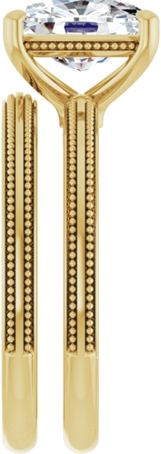 Sužadėtuvių Žiedas „Solitaire Milgrain“ 14k yellow gold Elongated Cushion 9mm x 7mm (9)