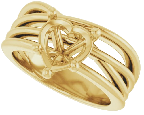 14K Yellow 8x8 mm Heart Solitaire Engagement Ring Mounting (5)