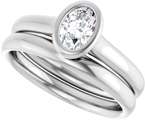 Sužadėtuvių Žiedas „Bezel-Set Solitaire“ 14k white gold Oval 6mm x 4mm (10)