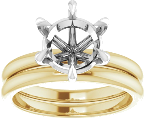 Sužadėtuvių Žiedas „Claw-Prong“ 14k yellow/white gold Round 8.8mm (8)