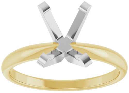 14K Yellow White 8.5x6.5 mm Emerald Solitaire Engagement Ring Mounting (3)