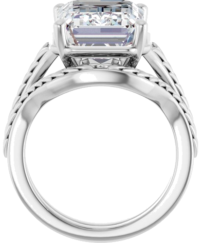 Sužadėtuvių Žiedas „Solitaire“ 14k white gold Emerald 14mm x 10mm (7)