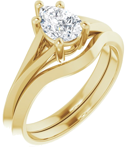 14K Yellow 7x5 mm Pear Solitaire Engagement Ring Mounting (6)