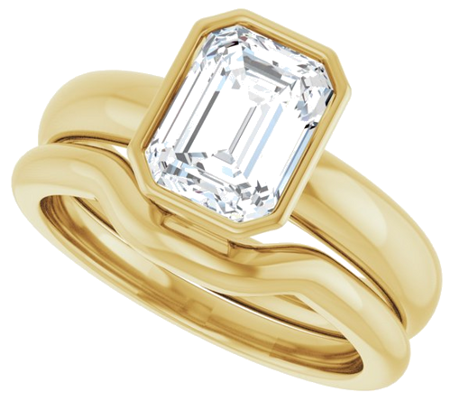 Sužadėtuvių Žiedas „Bezel-Set Solitaire“ 14k yellow gold Emerald 8mm x 6mm (10)