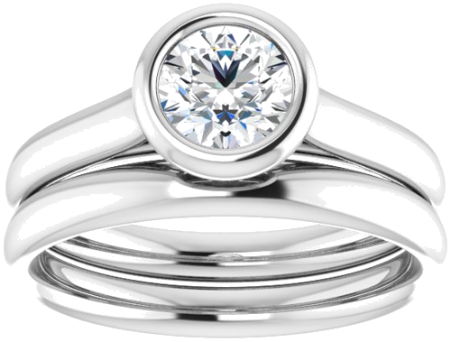 Sužadėtuvių Žiedas „Bezel-Set Solitaire“ 585 Baltojo Aukso Round 5.5mm (8)