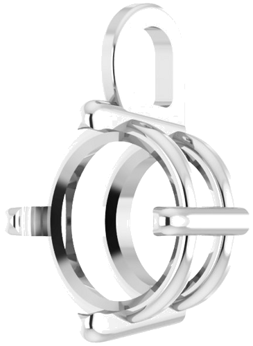 14K White 8.5 mm Round 4-Prong Pendant Mounting (2)