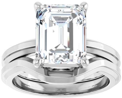 Sužadėtuvių Žiedas „Solitaire“ 14k white gold Emerald 10mm x 8mm (8)