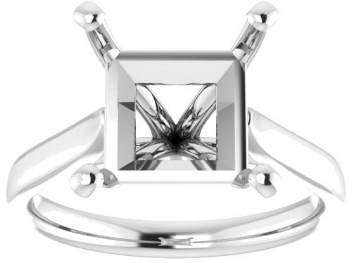 Sužadėtuvių Žiedas „Solitaire“ 585 Baltojo Aukso Square 9mm (3)