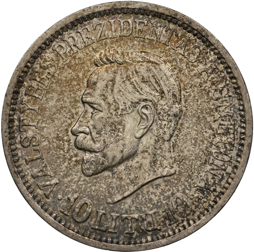 1938 Lithuania President Antanas Smetona 10 litas silver coin  NGC MS 62 (4)