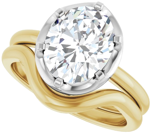 Sužadėtuvių Žiedas „Solitaire“ 14k yellow/white gold Oval 10mm x 8mm (10)