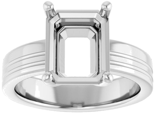 14K White 10x8 mm Emerald Solitaire Engagement Ring Mounting (3)