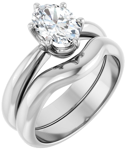 Sužadėtuvių Žiedas „Solitaire Crown-Inspired“ 14k white gold Oval 8mm x 6mm (6)