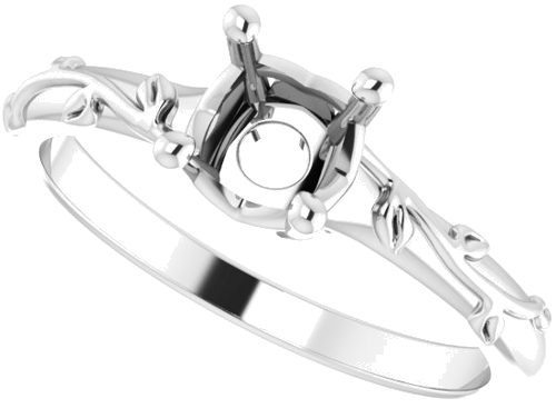 14K White 5.8 mm Round Solitaire Engagement Ring Mounting (4)