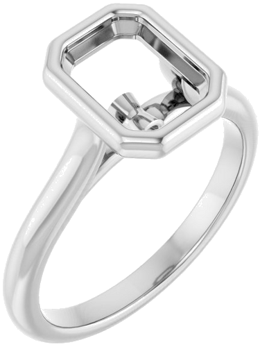 Sužadėtuvių Žiedas „Bezel-Set Accented“ 14k white gold Emerald 8mm x 6mm (1)